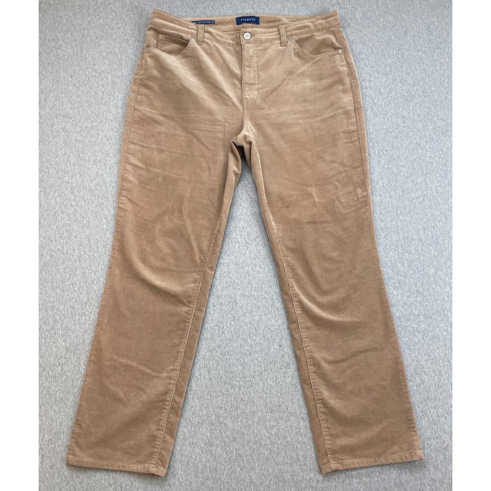 Talbots Pants Womens 14P Brown Corduroy Cotton Blend Stretch High Waist Straight